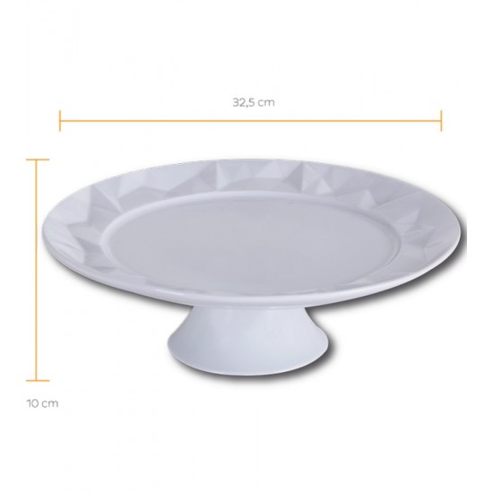 Prato 32,5x10cm Para Bolo Com Pé Edros